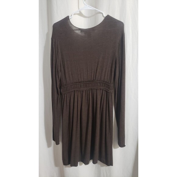 Max Studio Women's Medium Y2K Babydoll V Neck Empire Waist Brown Tunic Dress - Picture 5 of 10